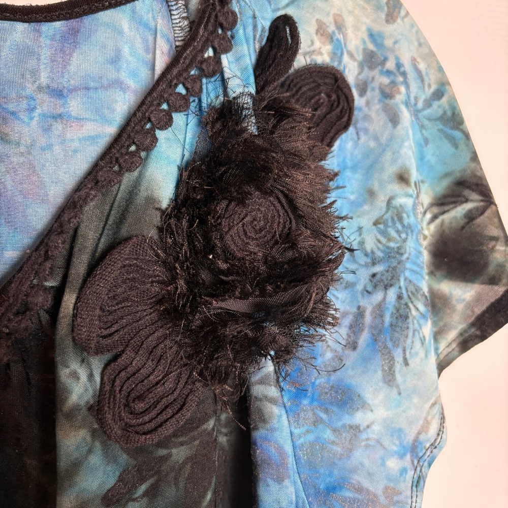Y2K Velvet Burnout Tie Dye Floral Sheer Butterfly Sleeve Top XL Fairy Whimsigoth - Picture 4 of 8